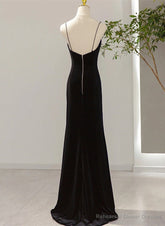 Simple Black Low Back Long Prom Dress, Black Floor Length Party Dress